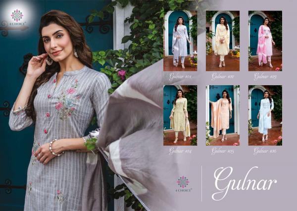 4 Choice Gulnar Fancy Fancy Kurti With Bottom Dupatta Collection